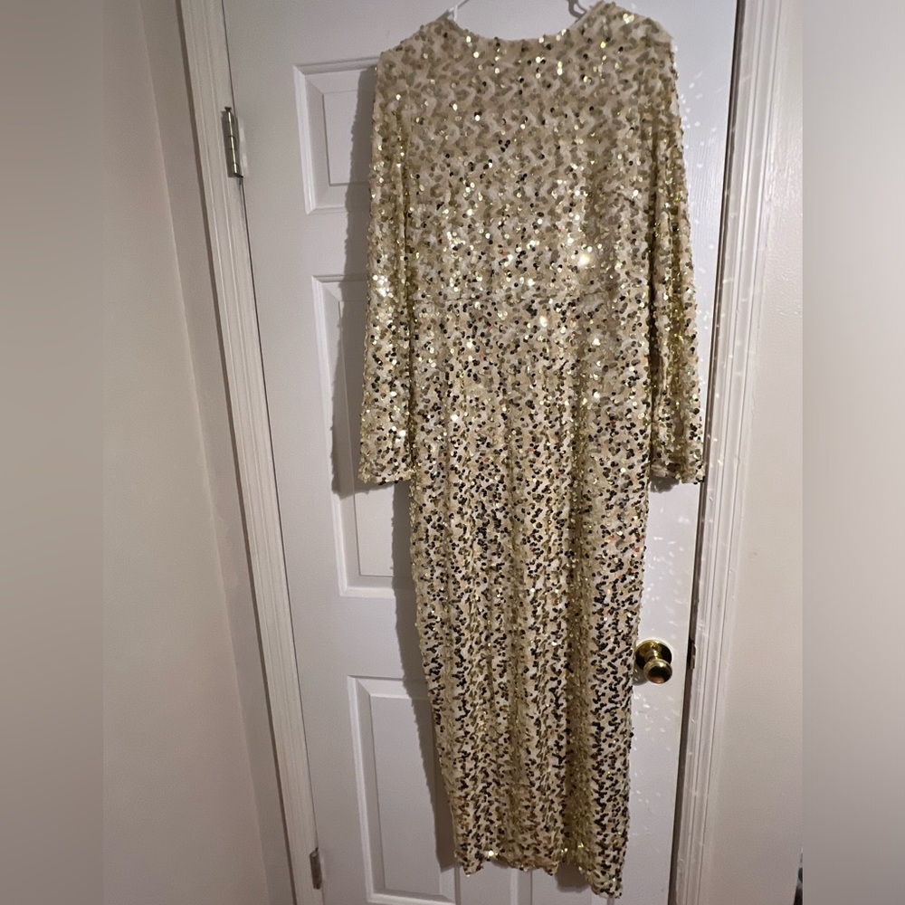 Champagne Baby Sequin Maxi Dress